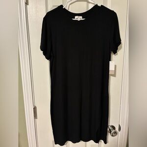 bp Black Ribbed Crewneck Tee Dress